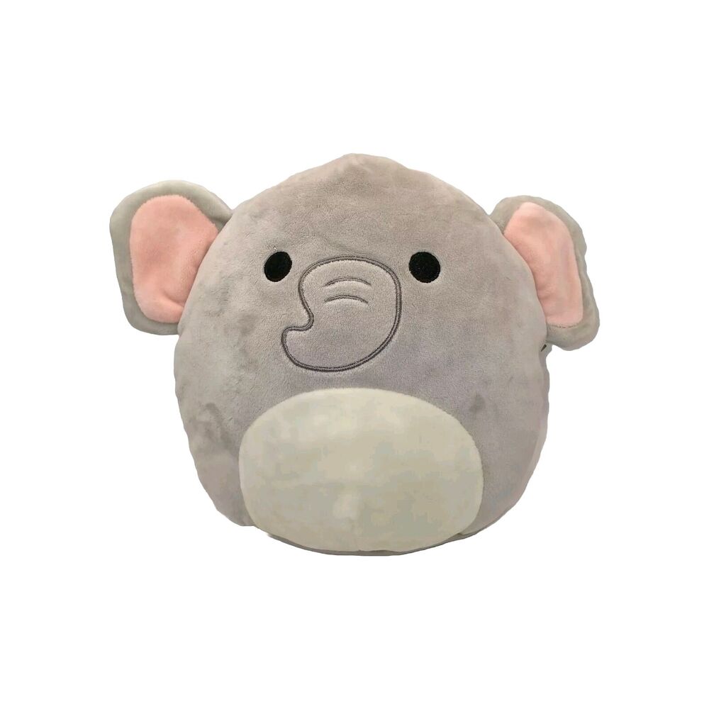 Squishmallows Mila the Elephant Gray Pink Ears Black Embroidered Eyes 8 in